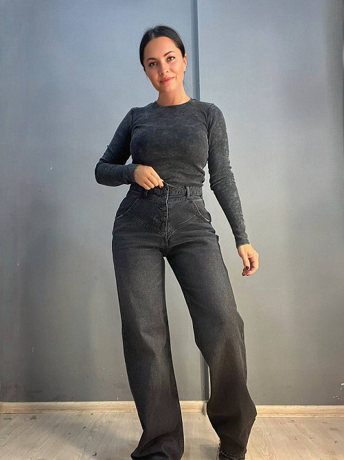 Джинсы женские Its Basic 2909 straight кокетка пуговицы прямые от бедра, черный, 36, 36, 68 см, 100  Одесса - изображение 5