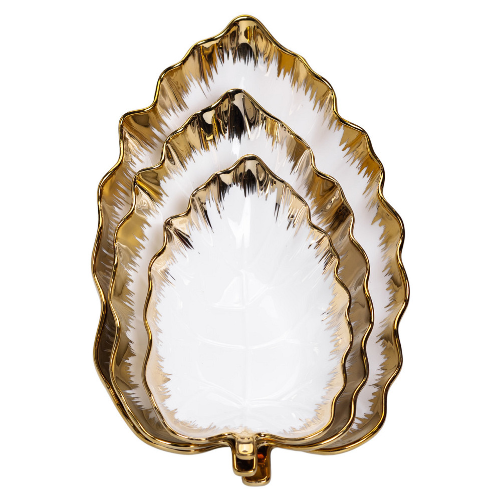 Yiwu Набір порцелянових страв для сервірування столу 3 (шт) у формі листа Золотистий HP-26-10 Киев - изображение 6