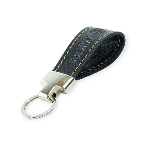 Брелок автомобіль Бмв шкіряний тиснений чорний, прострочений, метал. затискач Мукачево