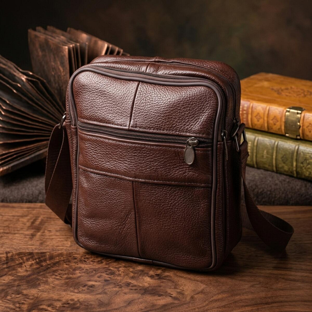 Удобная мужская сумка из натуральной кожи 22858 Vintage Коричневый Киев - изображение 14