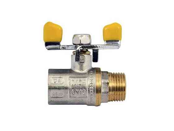 Кран шаровой газ 1/2 ГШМ ГАЗ, WP607-15FMW-Y - FMW ручка бабочка желтая ТМ WATERPRO Киев