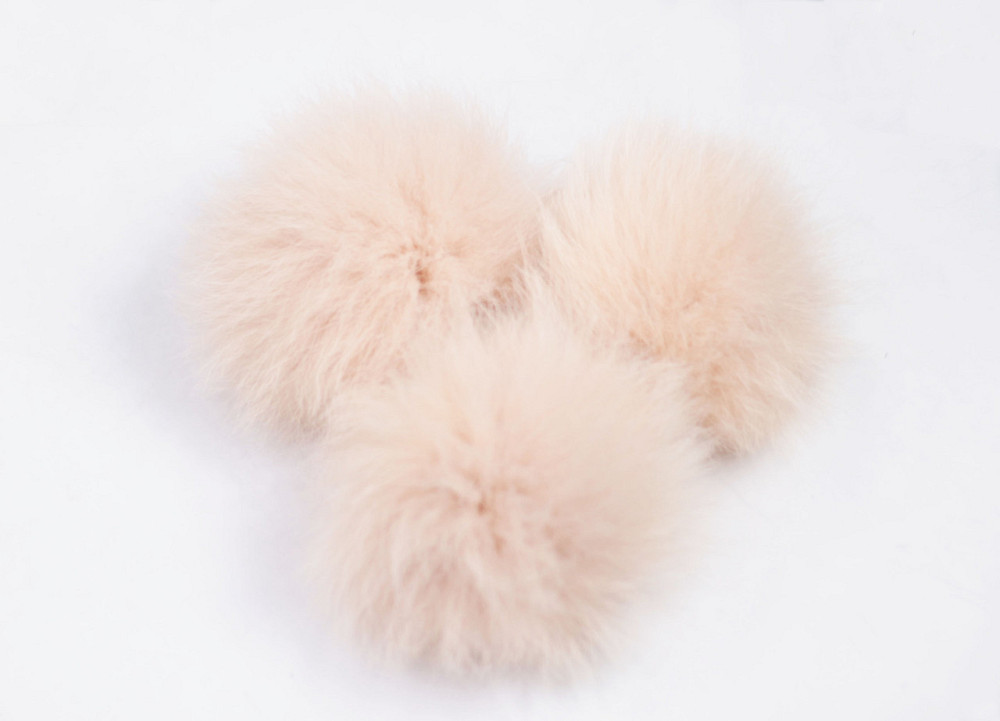 Помпони з натурального хутра песця на шапку 10-12см Персиковий Харків - фото 4
