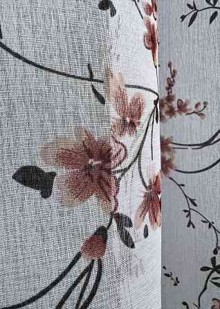 Тюль батист "Flora" колір білий з теракотово-чорним принтом 1327т Київ