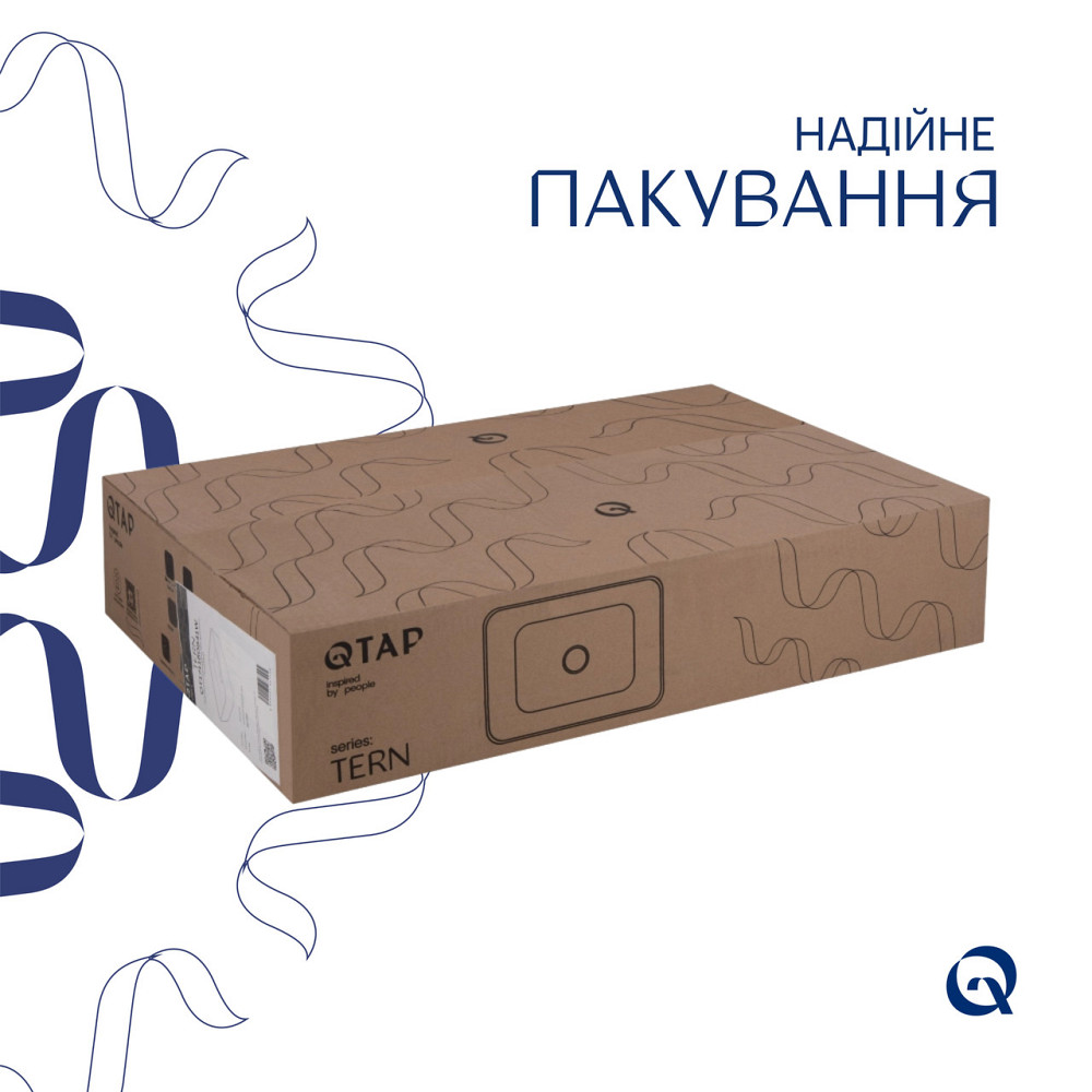 Комплект Qtap Tern: Раковина накладна прямокутна 600x400x110 мм WHITE + Донний клапан PU02 Київ - фото 5