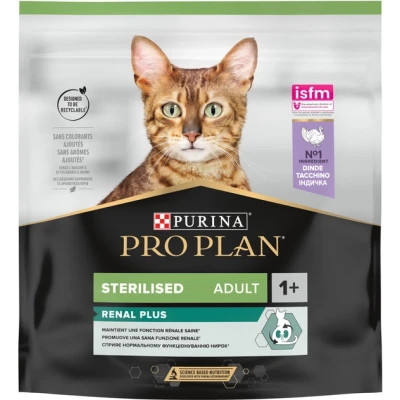 Сухой корм для кошек Purina Pro Plan Sterilised Adult 1+ Renal Plus Для взрослых стерилизованных С индейкой 400 г (7613033564673) Винница - изображение 1