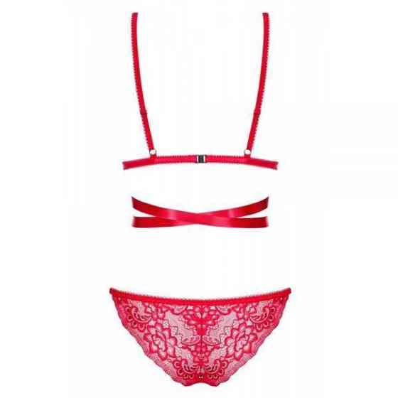 Комплект кружевной Obsessive Lovlea с лентами, красный, L/XL Sex Aura Киев