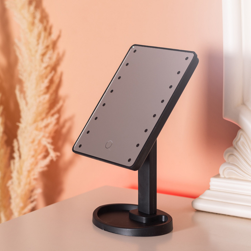 Дзеркало косметичне 21х16 см 16 LED Чорне HP-10-3AB Коломия - фото 3