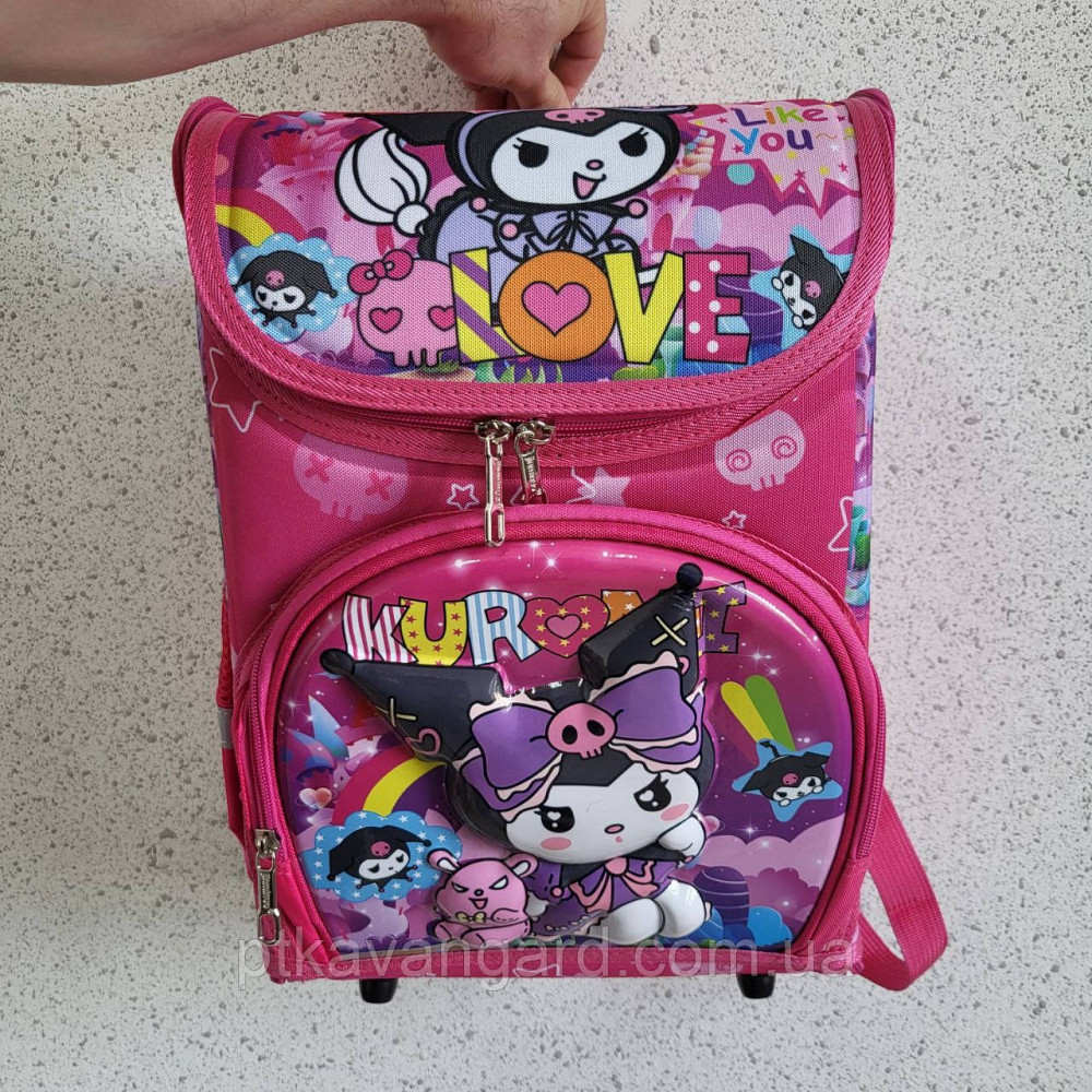Портфель школьный 1 класс Hello Kitty Куроми каркасный, ортопедическая спинка, 3D принт, розовый Хмельницкий - изображение 1