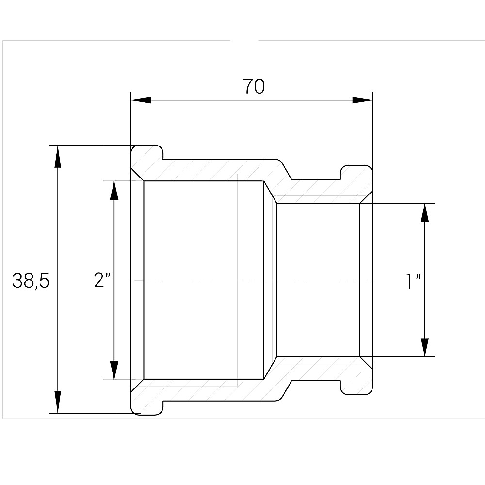 Муфта редукційна 2″х 1″ВВ нікельована восьмигранна А0339А(нк) Тернопіль - фото 2