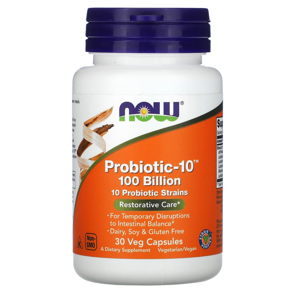 Пробиотики-10, Probiotic-10, Now Foods, 100 млрд, 30 растительных капсул Луцьк - фото 1