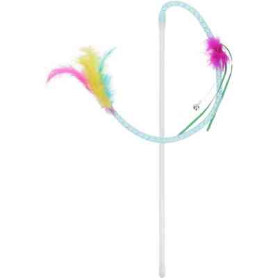 Игрушка для кошек Hippie Pet Удочка с перьями на веревке синяя 40 см (HIPCW19014M) Винница