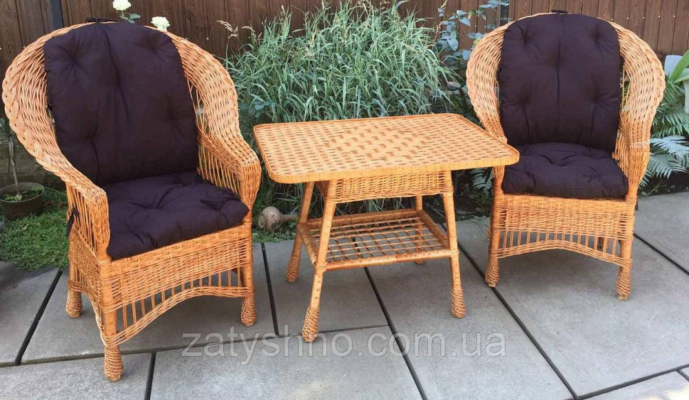 Мебель из лозы на 2 человек|  Мебель плетеная со столом | мебель садовая с подушками Киев - изображение 1
