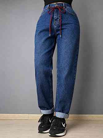 Джинсы женские Vanver 2110 Mom Jeans бананы на резинке большие размеры синие, синий, 33, 33, 90 см, 117 см Киев