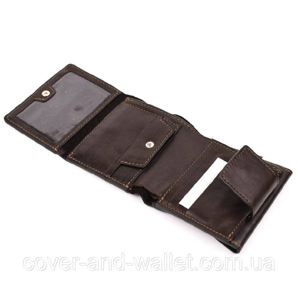 Елітний чоловічий портмоне з італійської шкіри коричневого кольору Grande Pelle 502420 Київ - фото 6