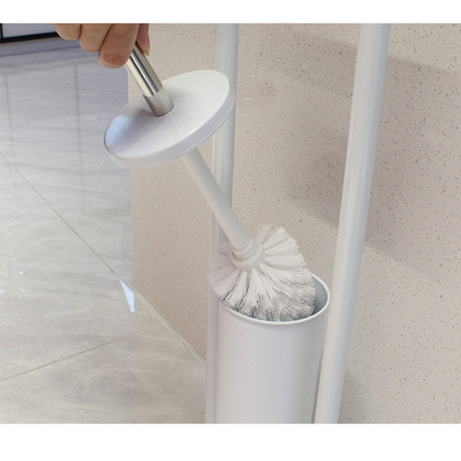 Ерш туалетный напольный с бумагодержателем Zerix KIT ME04 White цвет белый из нержавеющей стали (ZX4643) Черновцы - изображение 4