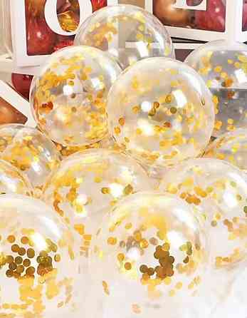 Шарики прозрачные с конфетти золото 12'' 30см Киев