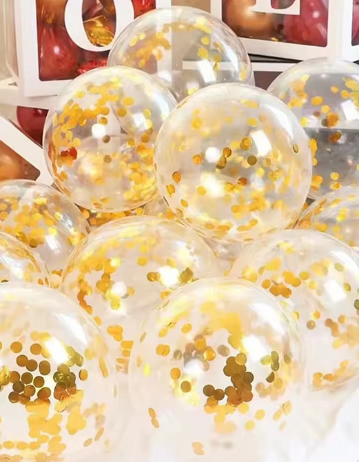 Шарики прозрачные с конфетти золото 12'' 30см Киев - изображение 1