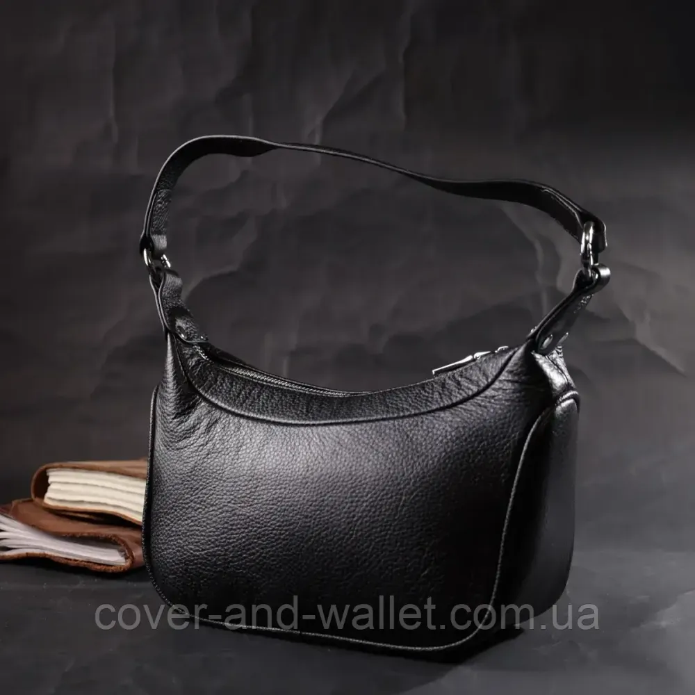 Женская кожаная сумка крос-боди черного цвета Киев - изображение 1