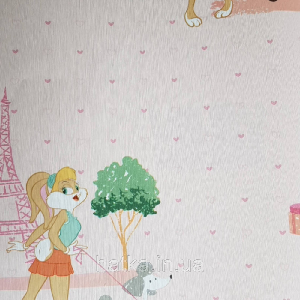 Шпалери вінілові на флізеліні AdaWall Ada Kids метрові дитячі герої мультфільму Луні тюнз крольчиха Лола Банні Київ - фото 2
