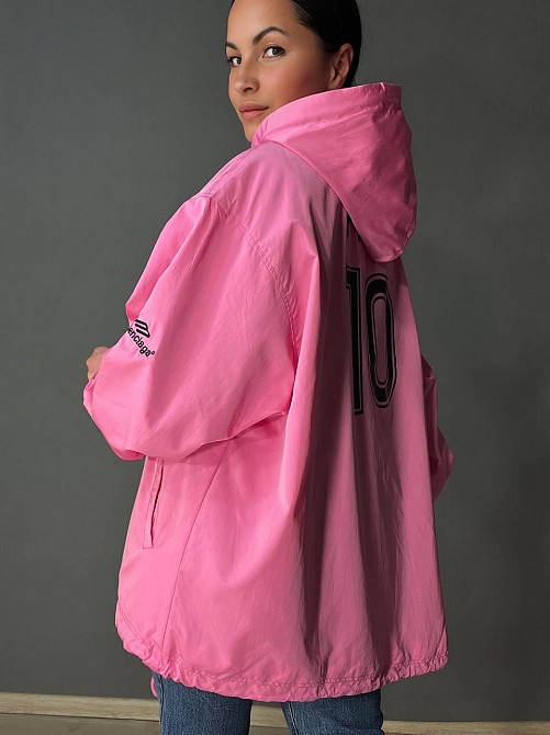 Куртка женская Lady Yep 9096 ветровка оверсайз удлиненная с капюшоном и надписями, розовый, one size Киев - изображение 6