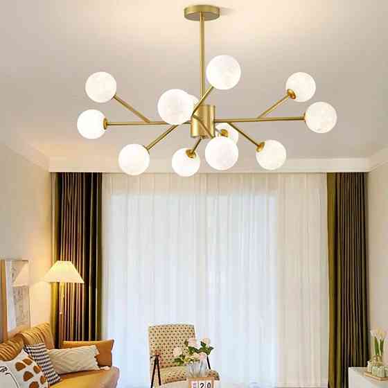 Светодиодная люстра Снежинка 8615 (Золотистая) на 12 плафонов Киев