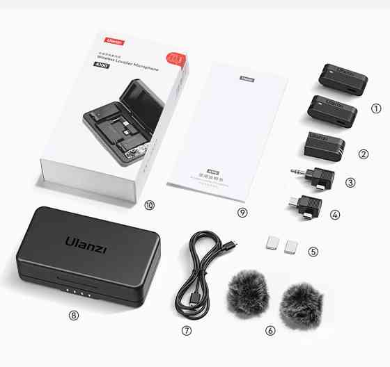 Бездротовий мікрофон для iPhone Android камери Type-C 3.5mm Ulanzi A100 Київ