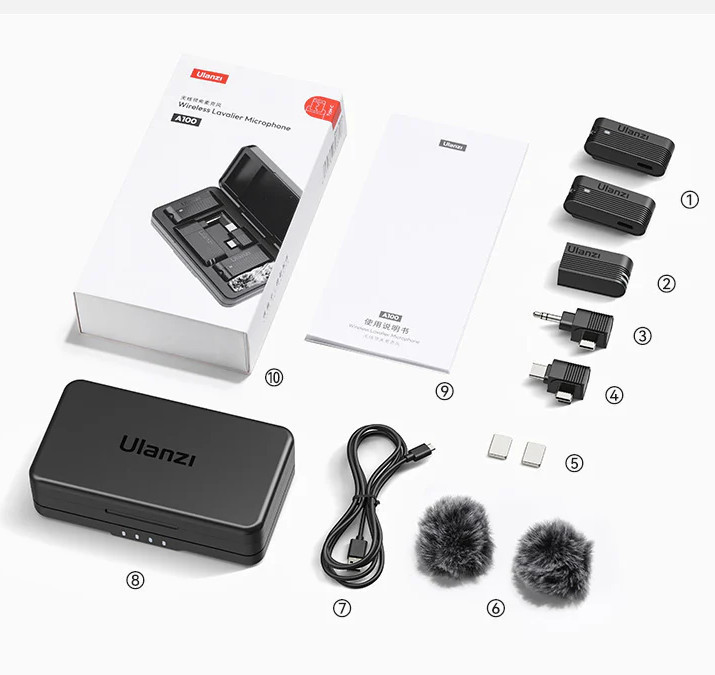 Бездротовий мікрофон для iPhone Android камери Type-C 3.5mm Ulanzi A100 Київ - фото 6