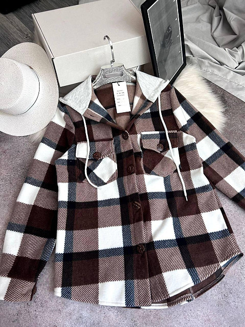 Жіноча тепла оверсайз сорочка з капюшоном турецький двосторонній фліс Полар Шоколад, 42/46 Одеса - фото 6