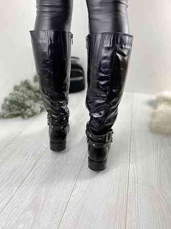 Injers Чоботи жіночі INJERS чорні натуральна шкіра зима висота 38см обхват 37-39см (764) Коломыя