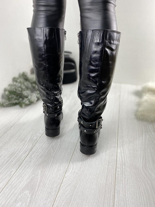 Injers Чоботи жіночі INJERS чорні натуральна шкіра зима висота 38см обхват 37-39см (764) Коломия - фото 2
