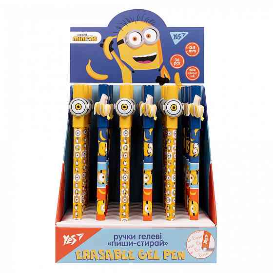 Ручка гелева пиши-стирай "Yes" 420401 "Minions" 0,5 мм, синя, шт Київ