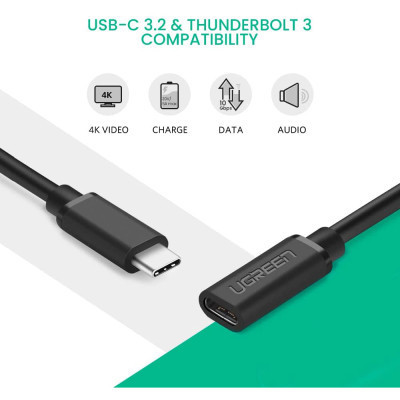 Дата кабель USB-C to USB-C 1.0m USB 3.1Gen2 100W US353 Black Ugreen (10387) Вінниця - фото 8
