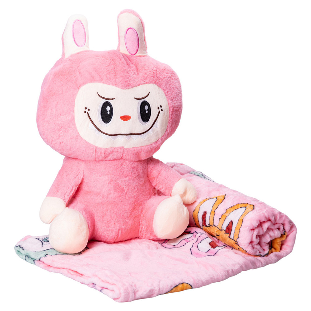 Мягкая игрушка-плед,подушка 3 в 1 Лабубу 50 см Красный ТМ COLORFUL HOME LAB2R Киев - изображение 9