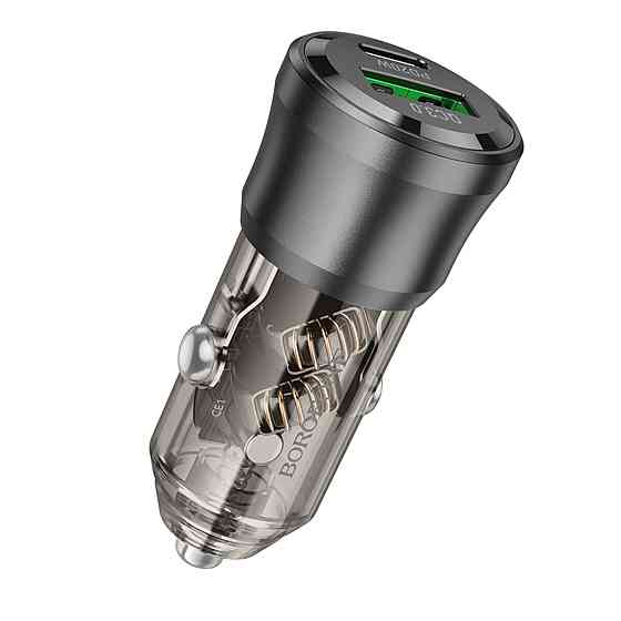 Автомобільний зарядний пристрій BOROFONE BZ25 Journey PD38W(1C1A) car charger Transparent Black (6941991106965) Киев