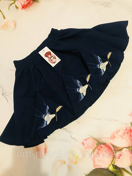 Дитяча Спідниця з вишивкою вишиванка "Ластівки" чорна 116-146 Кривий Ріг - фото 3
