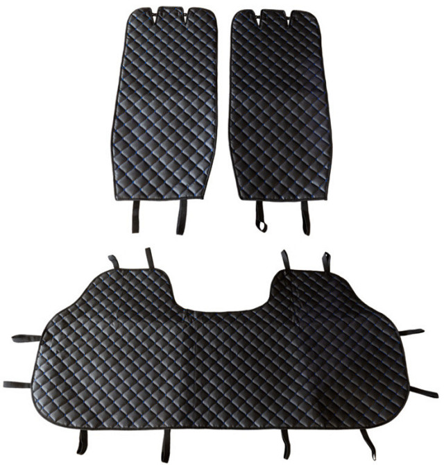 Накидка на сиденья задние (экокожа) PolyteP, к-т (2 шт., синяя строчка) Киев - изображение 1