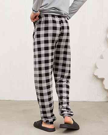 Мужская пижама серая клетка - Позитив - Family look Tom John 93487 Киев