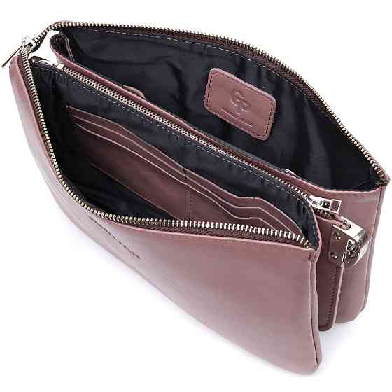 Красивий жіночий клатч із натуральної шкіри Пудровий (GRANDE PELLE) Київ