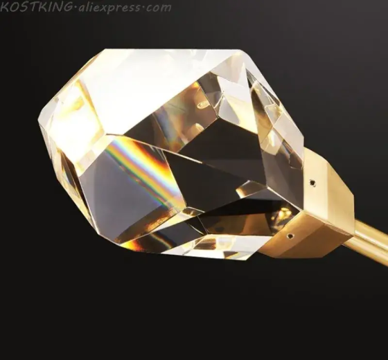 Світлодіодна кришталева люстра Смарагд 8612 (Золота) на 6 плафонів Вінниця