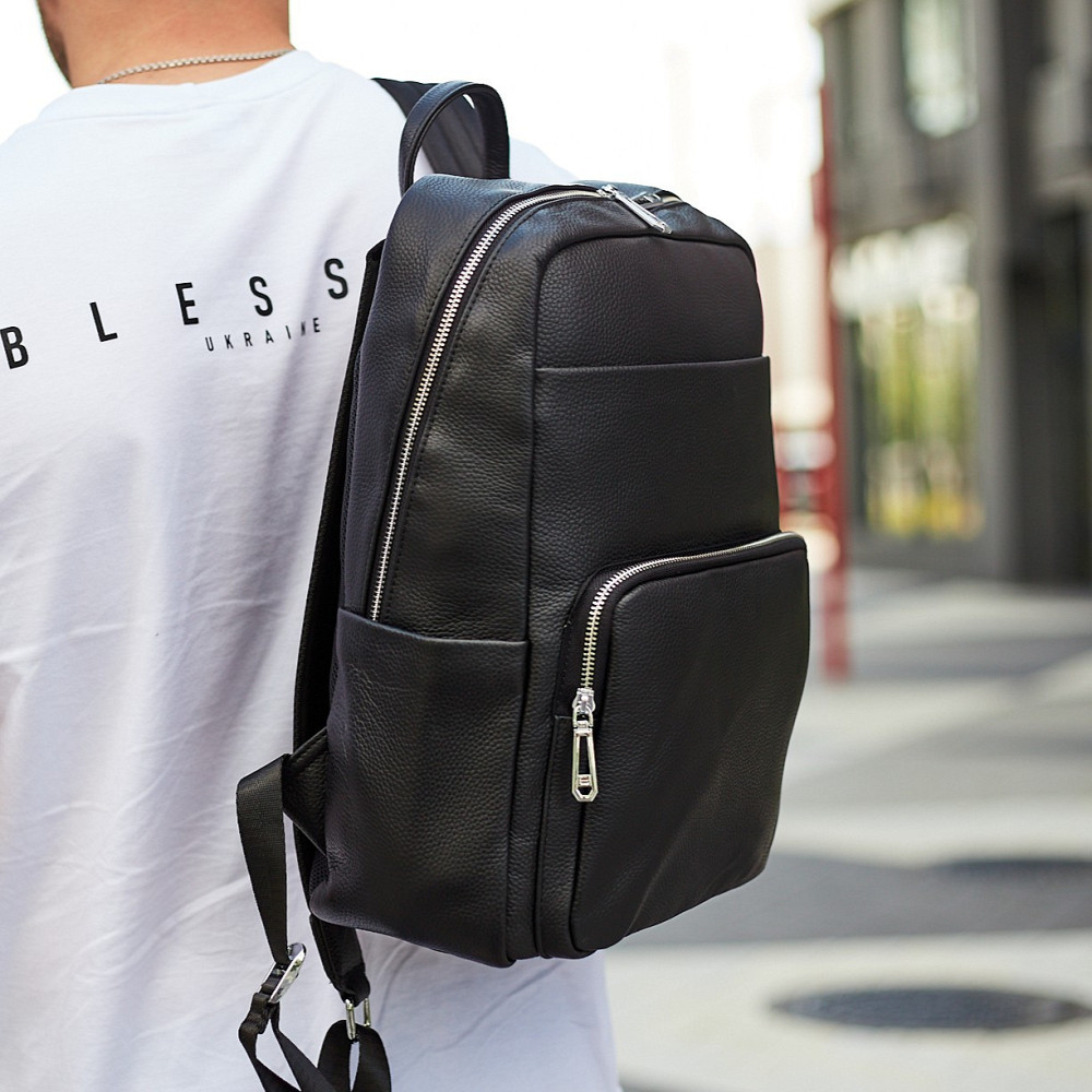 Чоловічий шкіряний рюкзак Tiding Bag 59331, чорний Киев - изображение 3