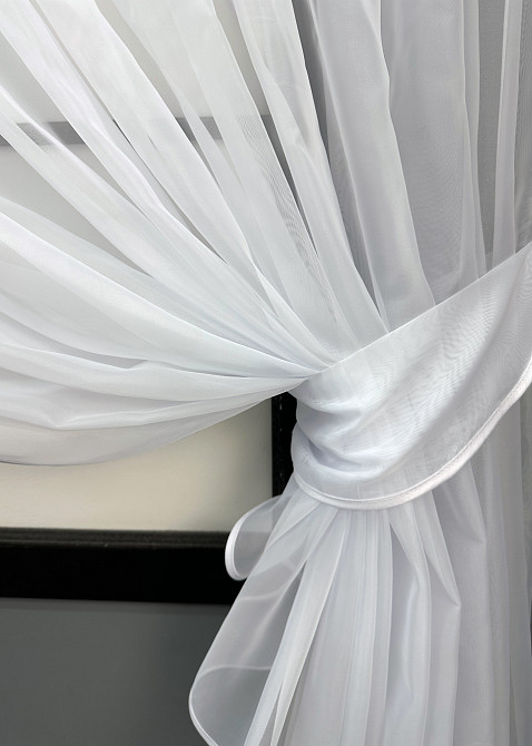 Кухонные шторки VR-Textil № 101к с подвязками белый с синим 310х170 см (52-1181) Киев - изображение 6