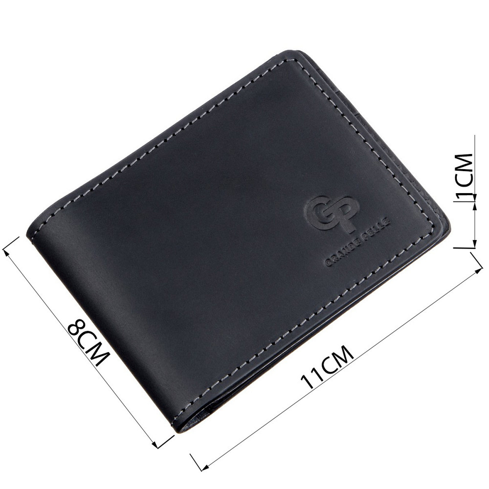 Стильный зажим для денег винтажный GRANDE PELLE 11194 Черный Киев - изображение 3