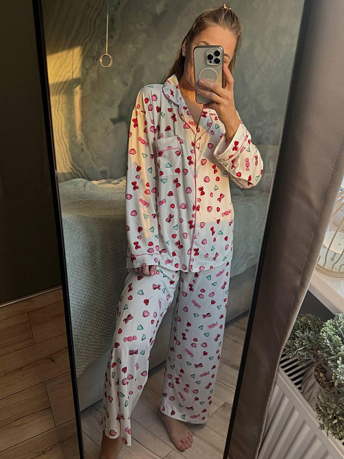 Женский домашний костюм двойка: рубашка и брюки с принтом коттон 46/48 Одесса - изображение 2