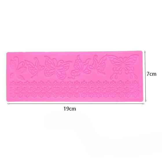 Молд силиконовый Бабочки и кружево 190 на 70 мм розовый Киев