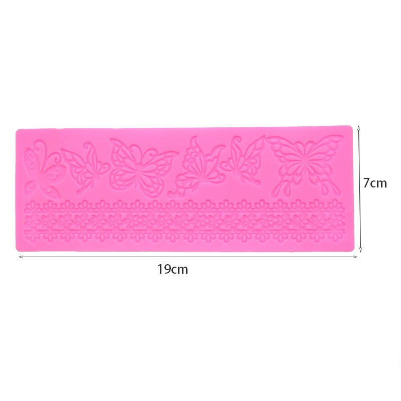 Молд силиконовый Бабочки и кружево 190 на 70 мм розовый Киев - изображение 2