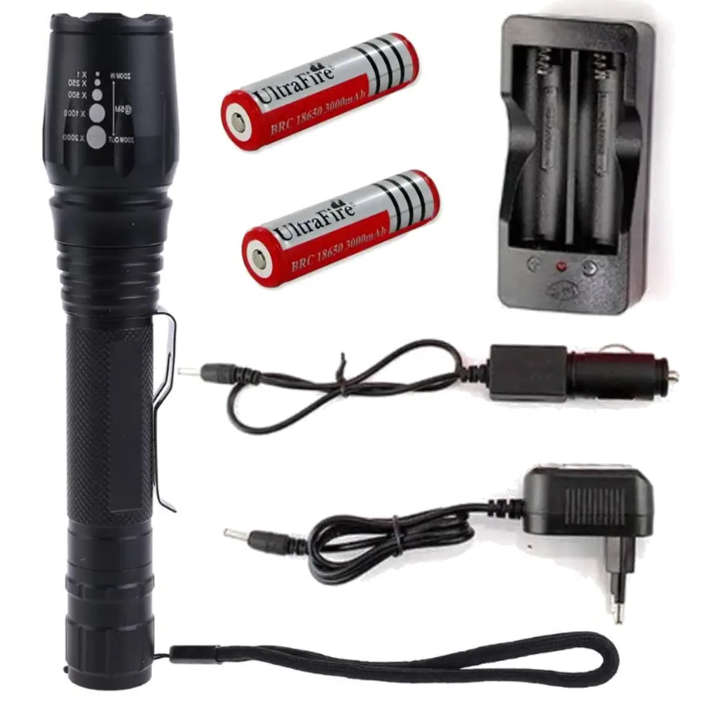 Акумуляторний ручний ліхтарик T62 з 2 акумуляторами 18650 SBR Київ - фото 1