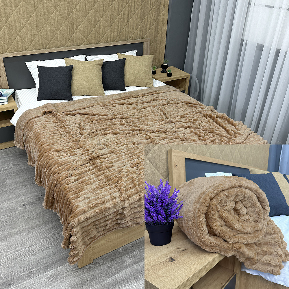 Плед-покривало смужка Шарпей 210х220 см (+-10см) Карамельний (87-201) Київ - фото 1