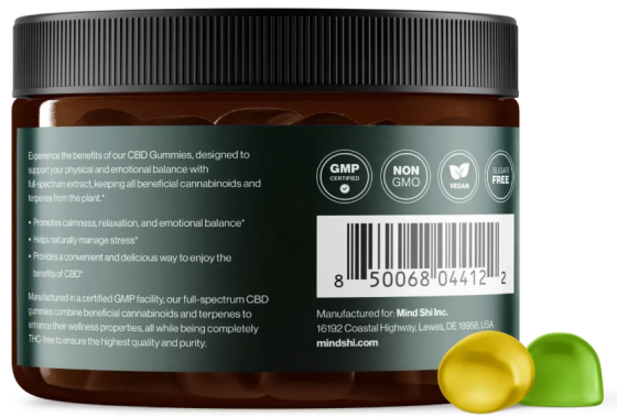 СБД жевательный Mind Shi CBD Gummies Full Spectrum 750 mg 30 конфет яблоко лимон Київ