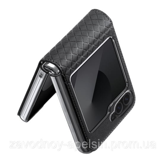 Чохол книжка Samsung Galaxy Z Flip6 Шкіряний (чорний) Одеса