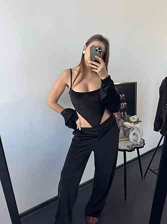 Женский стильный привлекательный велюровый костюм Черный, 44/46 Одесса